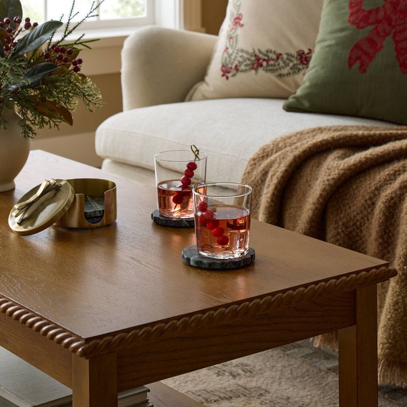 slide 2 of 3, Threshold designed w/Studio McGee 4pc Scallop Marble Coaster Set - Threshold™ designed with Studio McGee, 4 ct