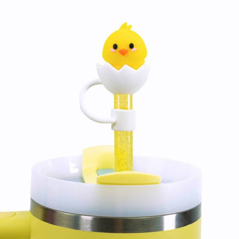 slide 5 of 12, CharCharms 4pk Easter Straw Toppers, 4 ct