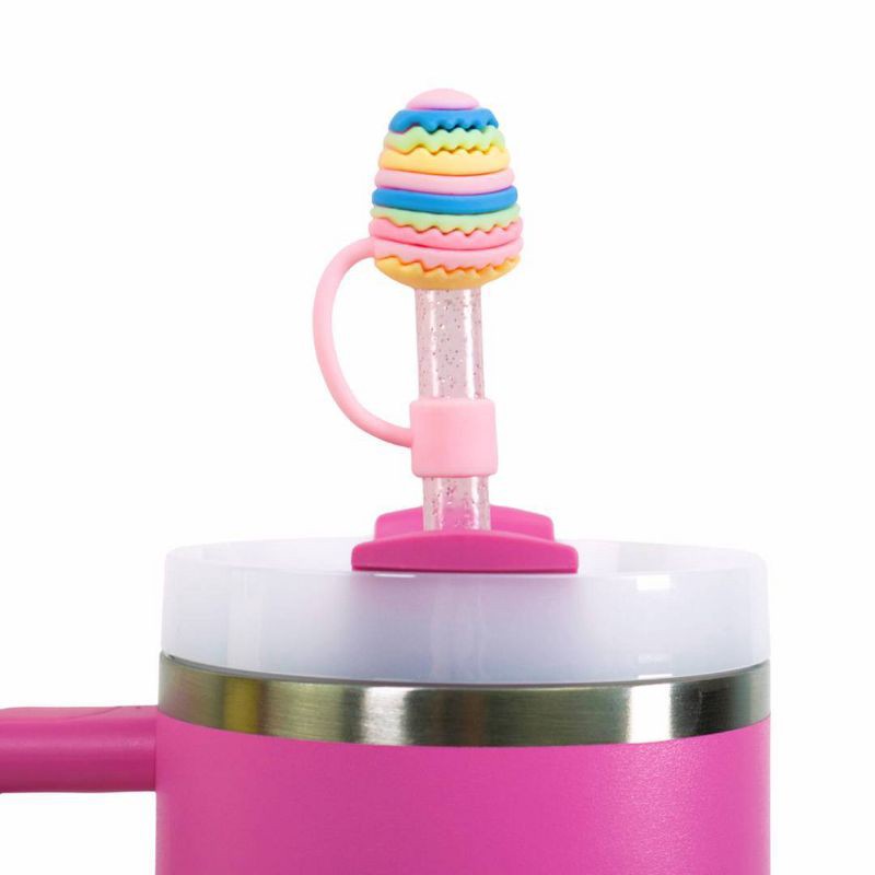 slide 9 of 12, CharCharms 4pk Easter Straw Toppers, 4 ct