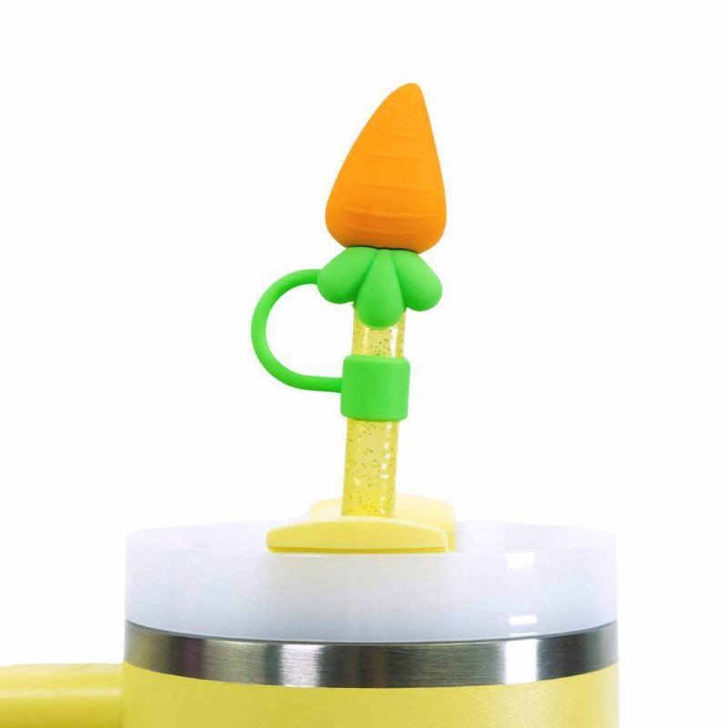 slide 8 of 12, CharCharms 4pk Easter Straw Toppers, 4 ct