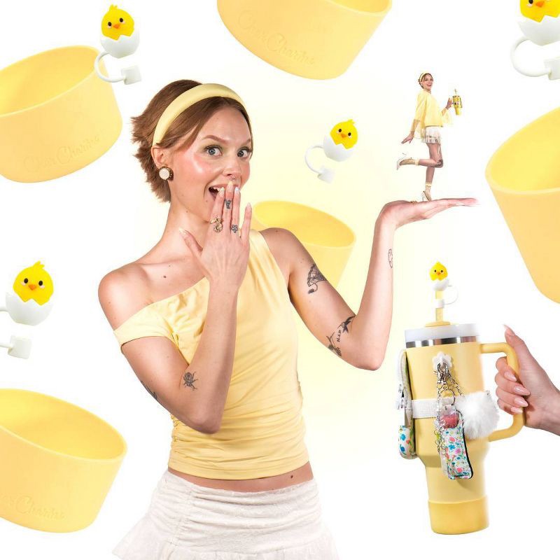 slide 11 of 12, CharCharms 4pk Easter Straw Toppers, 4 ct