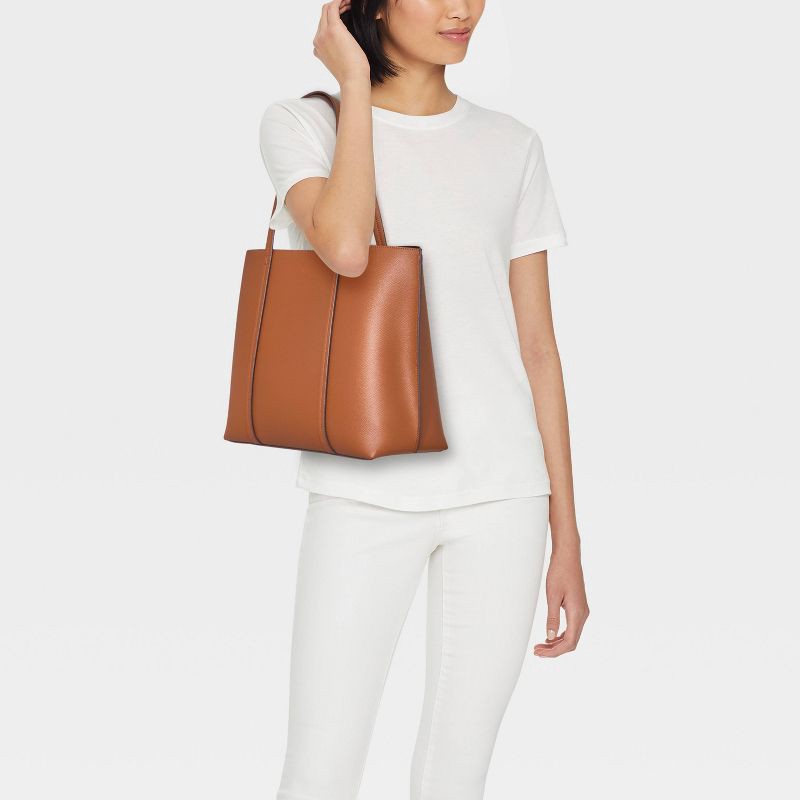 slide 2 of 5, Triple Compartment Work Tote Handbag - A New Day™ Brown, 1 ct