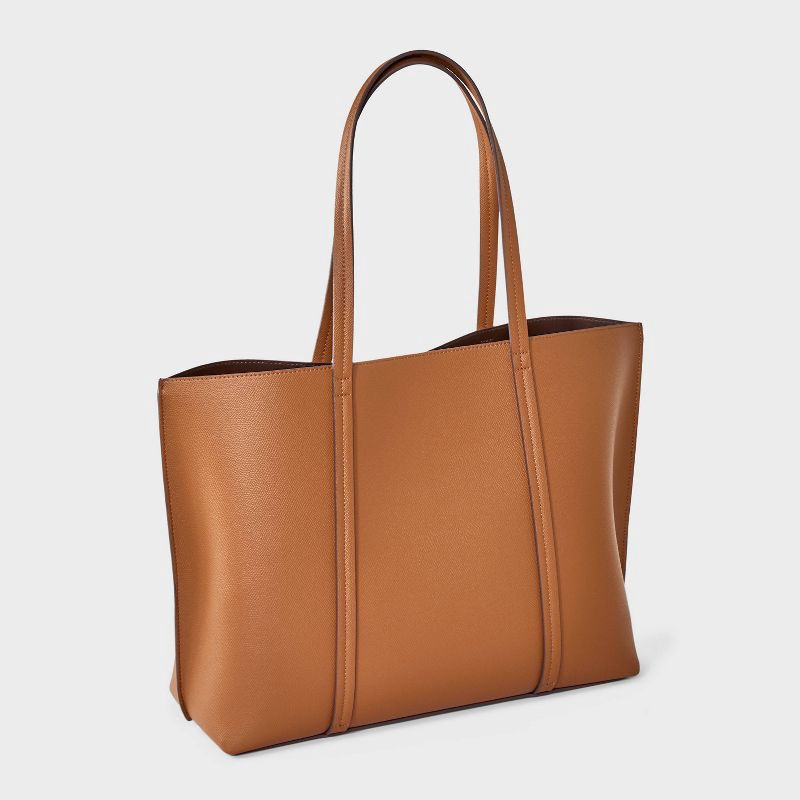 slide 3 of 5, Triple Compartment Work Tote Handbag - A New Day™ Brown, 1 ct