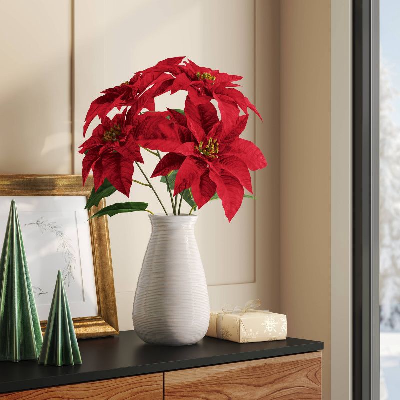 slide 2 of 3, Luxe Poinsettia Artificial Christmas Stem - Threshold™, 1 ct