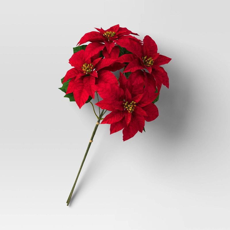 slide 1 of 3, Luxe Poinsettia Artificial Christmas Stem - Threshold™, 1 ct