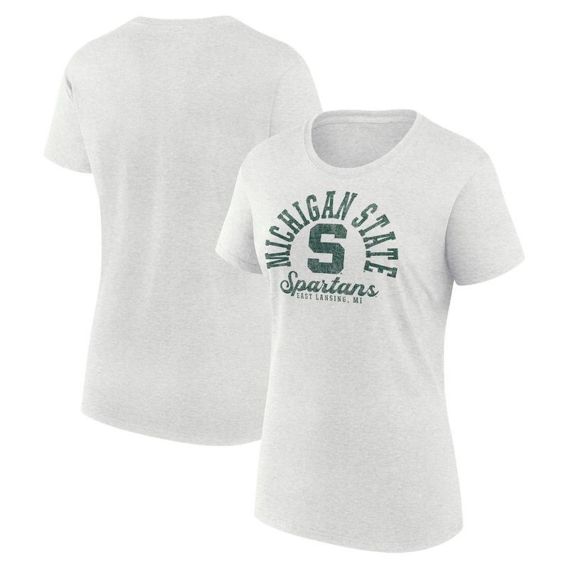 slide 3 of 3, NCAA Michigan State Spartans Men's Oatmeal Heather Crew T-Shirt - S, 1 ct