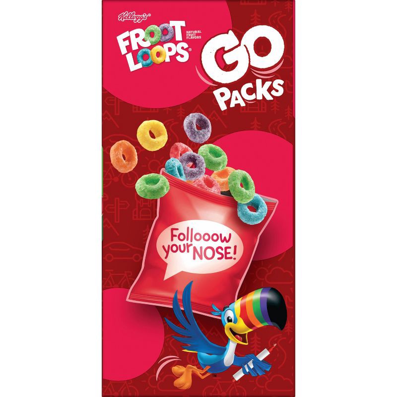 slide 6 of 8, Kellogg's Froot Loops Go Packs Breakfast Cereal - 9.5oz/10ct, 9.5 oz, 10 ct