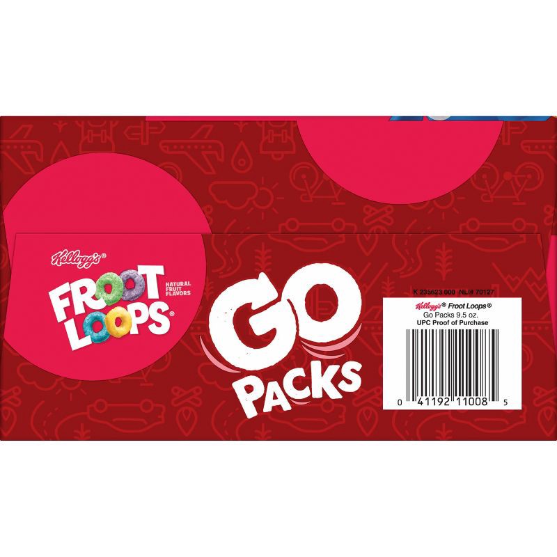 slide 7 of 8, Kellogg's Froot Loops Go Packs Breakfast Cereal - 9.5oz/10ct, 9.5 oz, 10 ct