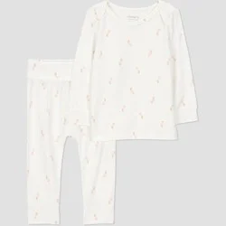 Carter's Just One You® Baby Girls' 2pc Floral Comfy Soft Top & Bottom Set - Ivory 12M