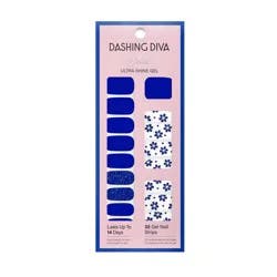 Dashing Diva Gloss Gel Nail Polish Strips - Flor Azul - 32ct