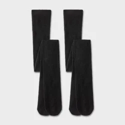 Girls' 2pk Cotton Tights - Cat & Jack™ Black M