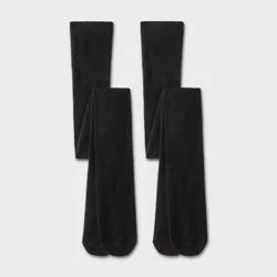 Girls' 2pk Cotton Tights - Cat & Jack™ Black L