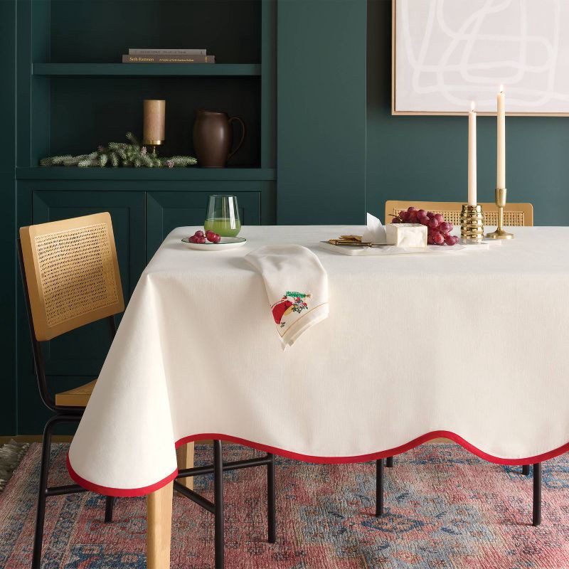 slide 2 of 3, 104"x60" Red Scallop Tablecloth - Threshold™, 1 ct
