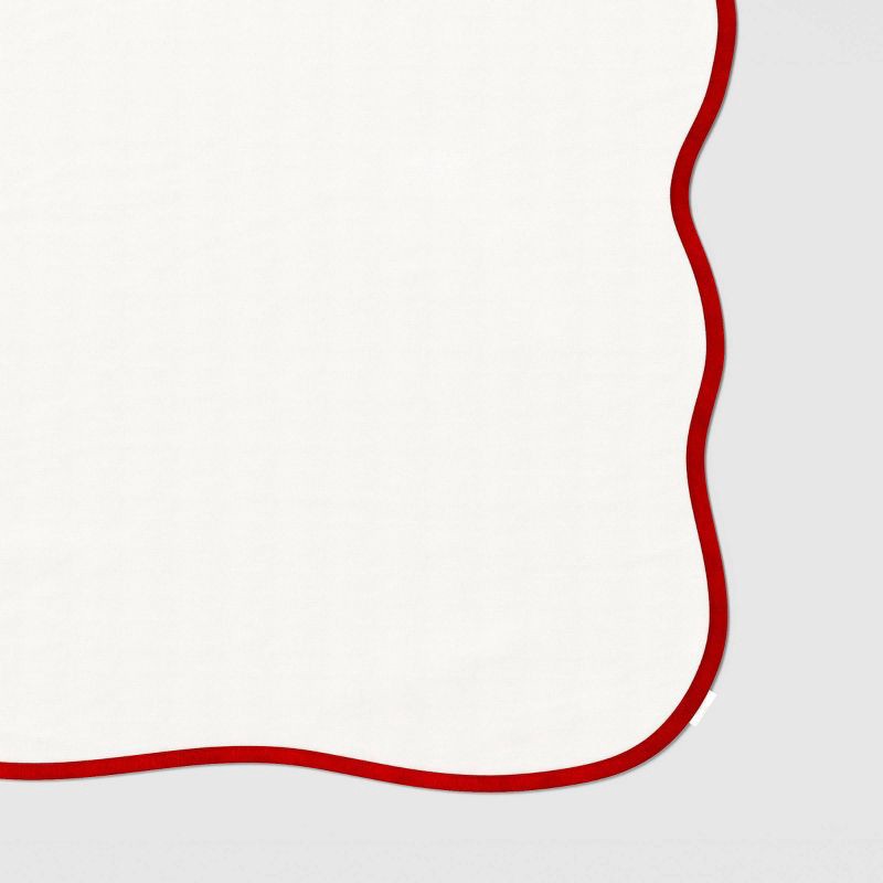 slide 3 of 3, 104"x60" Red Scallop Tablecloth - Threshold™, 1 ct