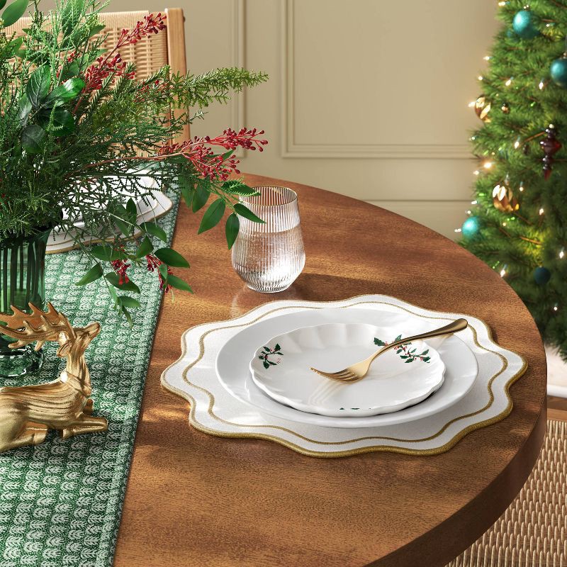 slide 2 of 4, 2pk Christmas Chargers Natural Scallop Gold Rim - Threshold™, 2 ct