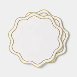 2pk Christmas Chargers Natural Scallop Gold Rim - Threshold™