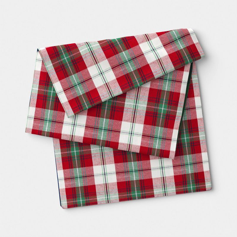slide 1 of 3, 72"x12" Reversible Plaid Table Runner - Threshold™, 1 ct