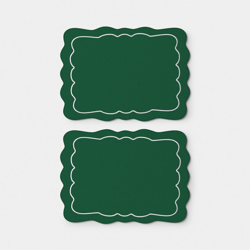 slide 4 of 4, 2pk Christmas Scallop Placemats Green - Threshold™, 2 ct