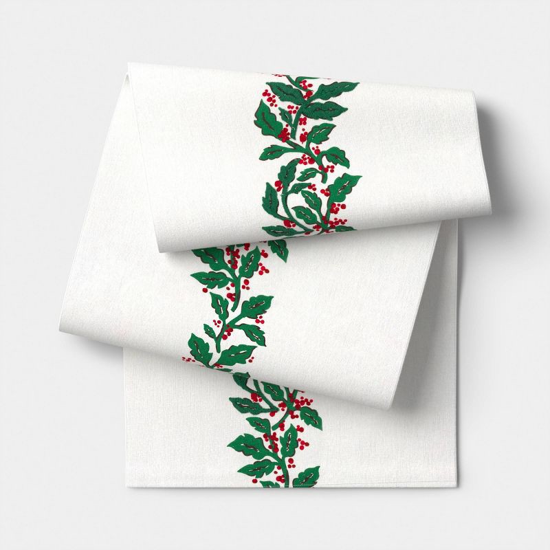 slide 1 of 3, 72"x14" Holly Berry Table Runner - Threshold™, 1 ct