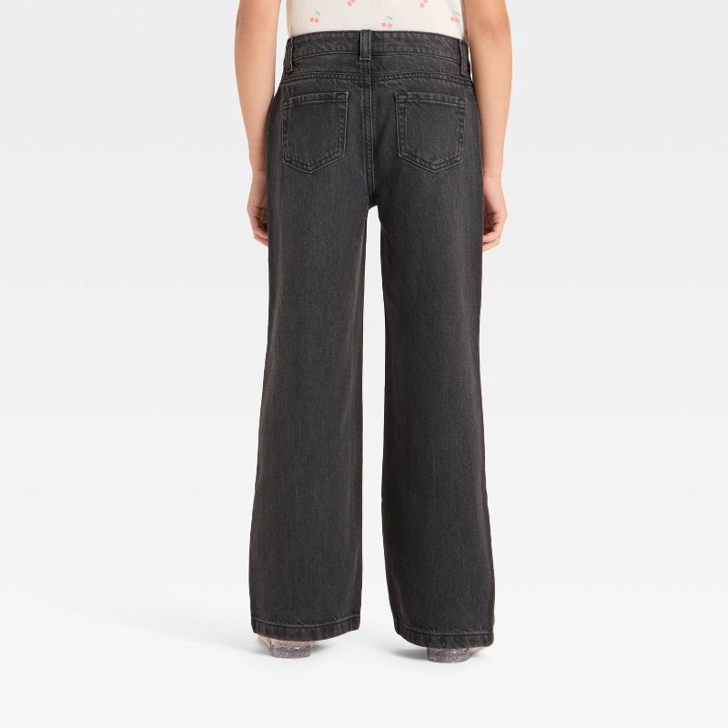 slide 2 of 3, Girls' Wide Leg Jeans - Cat & Jack™ Black 8, 1 ct