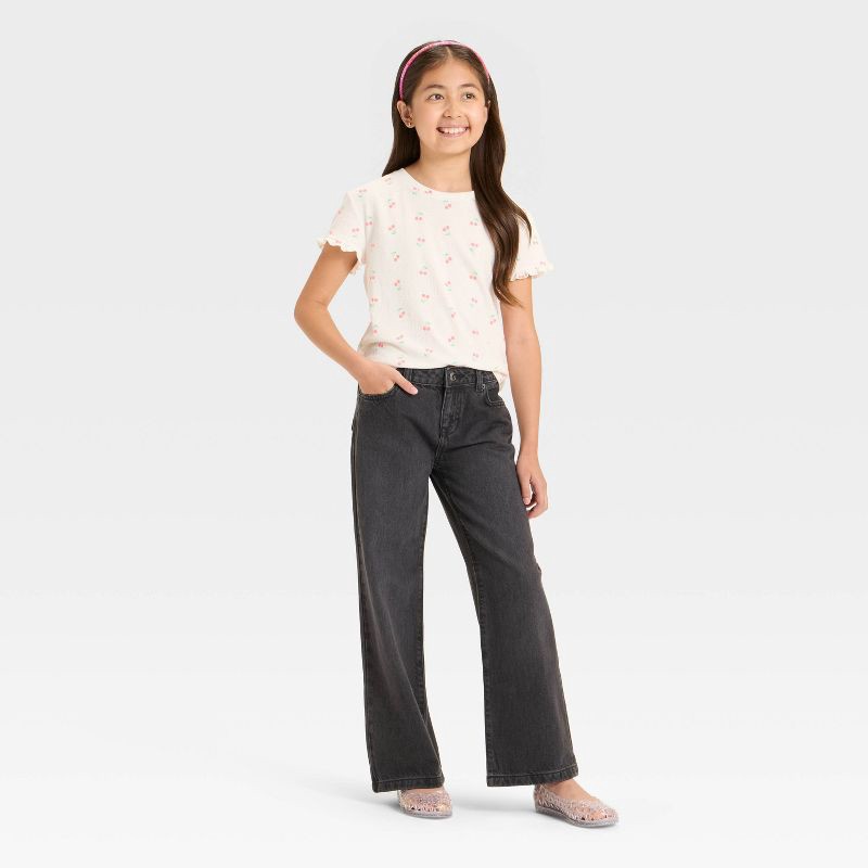 slide 3 of 3, Girls' Wide Leg Jeans - Cat & Jack™ Black 8, 1 ct