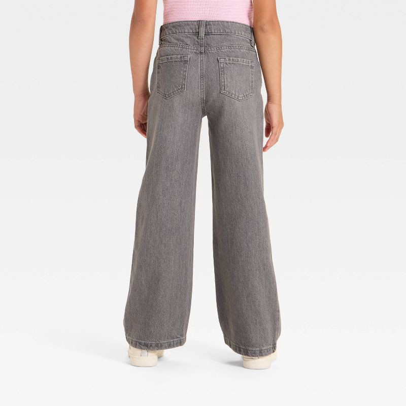 slide 2 of 3, Girls' Wide Leg Jeans - Cat & Jack™ Gray 6, 1 ct