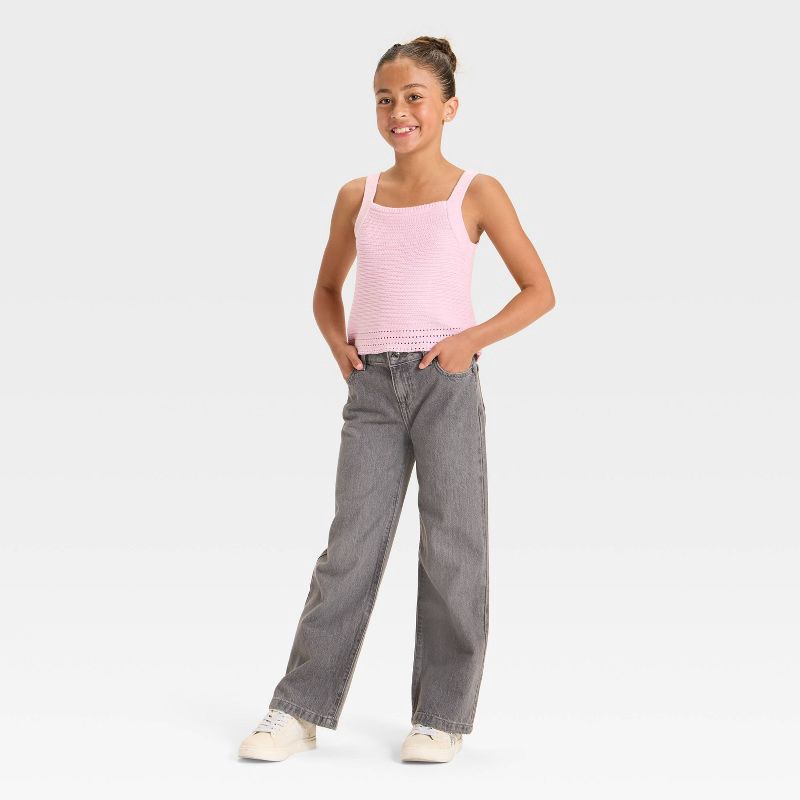 slide 3 of 3, Girls' Wide Leg Jeans - Cat & Jack™ Gray 6, 1 ct