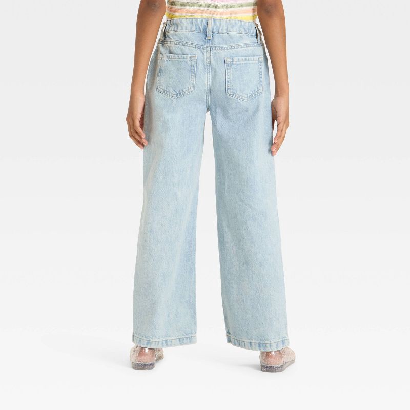 slide 2 of 3, Girls' Wide Leg Jeans - Cat & Jack™ Light Wash 6, 1 ct