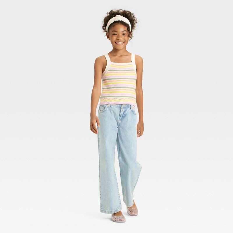 slide 3 of 3, Girls' Wide Leg Jeans - Cat & Jack™ Light Wash 6, 1 ct
