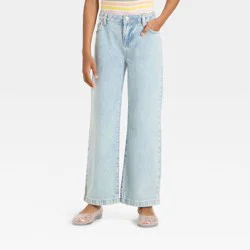 Girls' Wide Leg Jeans - Cat & Jack™ Light Wash 7