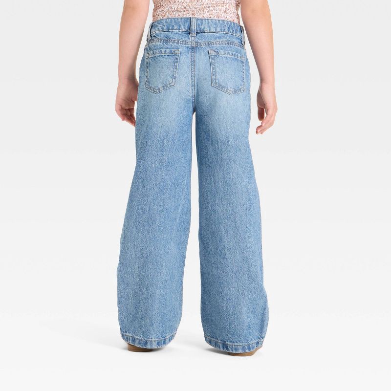 slide 2 of 3, Girls' Wide Leg Jeans - Cat & Jack™ Medium Wash 14, 1 ct