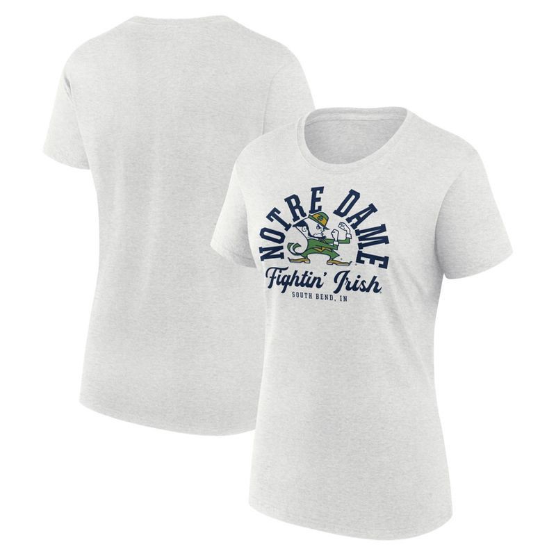 slide 3 of 3, NCAA Notre Dame Fighting Irish Men's Oatmeal Heather Crew T-Shirt - L, 1 ct