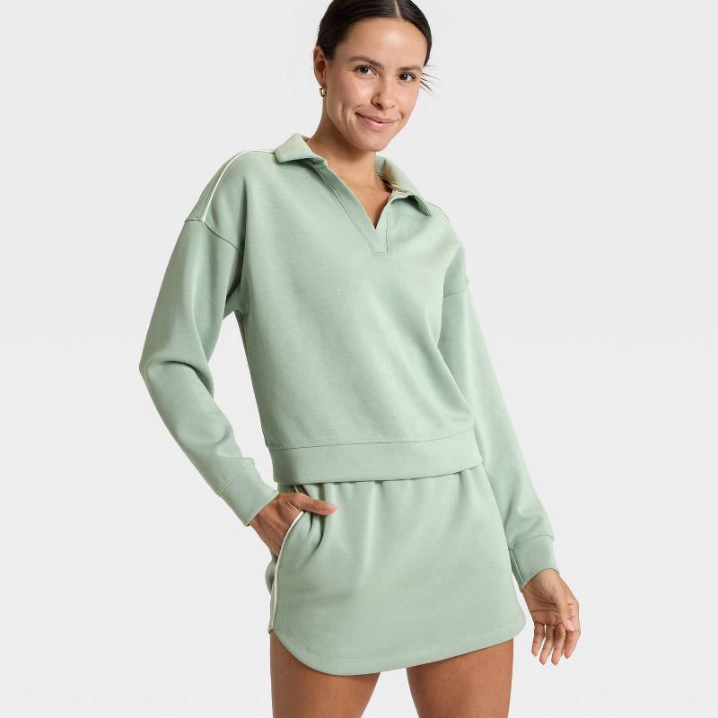 slide 3 of 5, Women's Airy Sleek Polo Shirt - All In Motion™ Sage Green XS, 1 ct