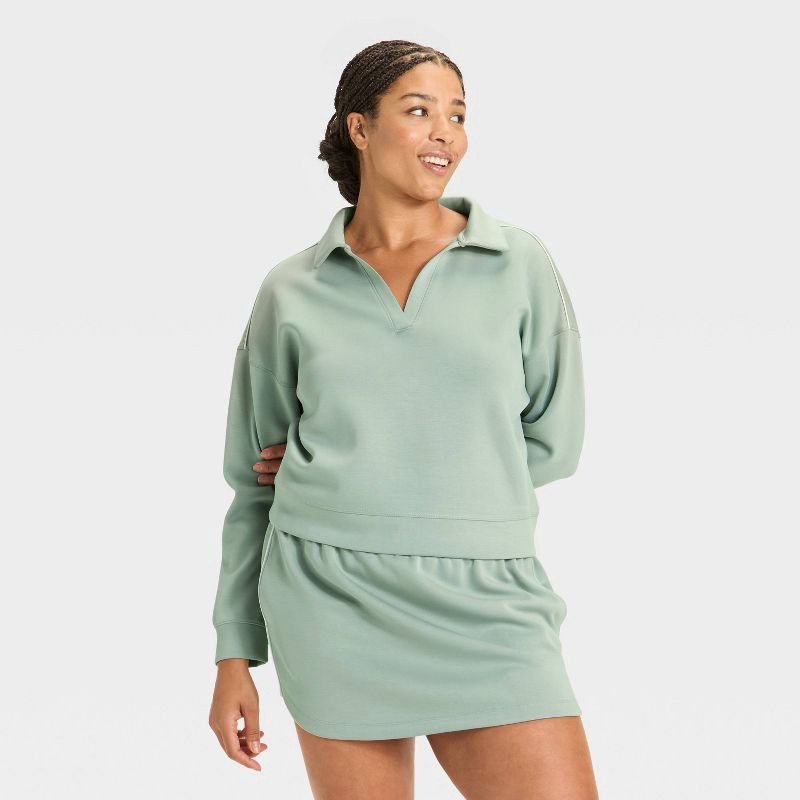 slide 4 of 5, Women's Airy Sleek Polo Shirt - All In Motion™ Sage Green XS, 1 ct
