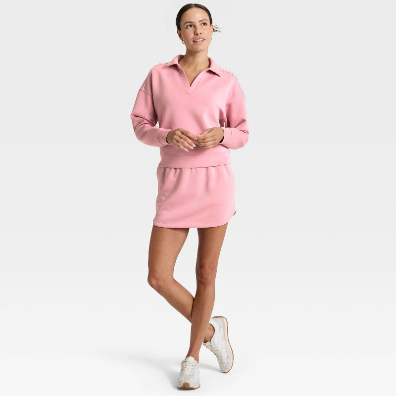slide 3 of 3, Women's Airy Sleek Polo Sweatshirt - All In Motion™ Mauve M, 1 ct