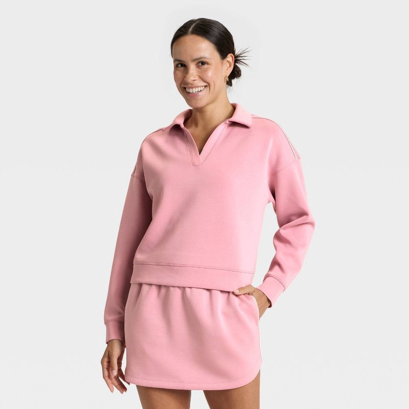 slide 1 of 3, Women's Airy Sleek Polo Sweatshirt - All In Motion™ Mauve M, 1 ct