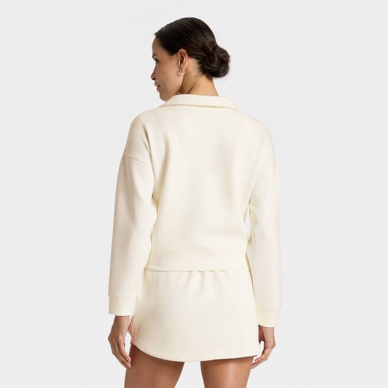 slide 2 of 3, Women's Airy Sleek Polo Sweatshirt - All In Motion™ Cream M, 1 ct