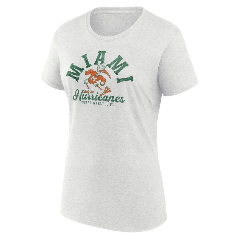 slide 2 of 3, NCAA Miami Hurricanes Men's Oatmeal Heather Crew T-Shirt - XL, 1 ct