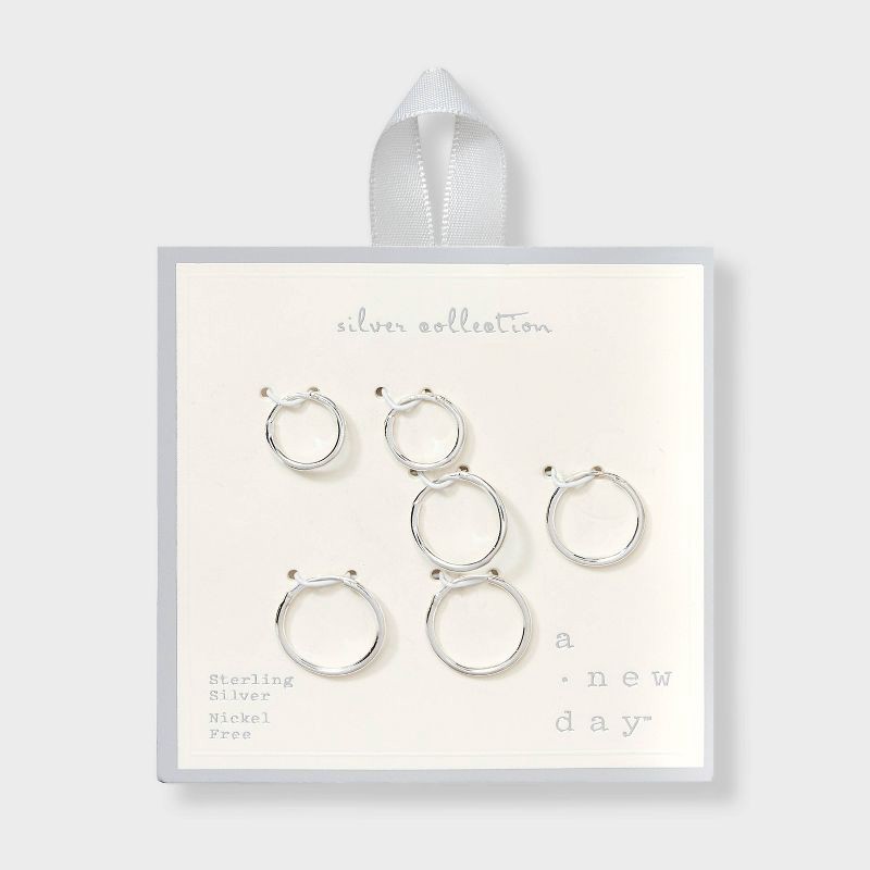 slide 2 of 3, Endless Hoop Earring Set 3pc - A New Day™ Silver, 3 ct