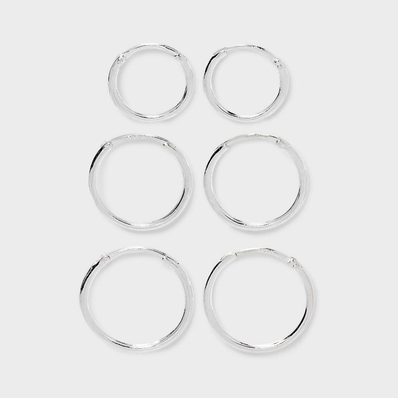 slide 1 of 3, Endless Hoop Earring Set 3pc - A New Day™ Silver, 3 ct