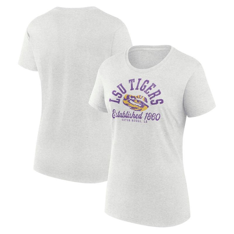 slide 3 of 3, NCAA LSU Tigers Men's Oatmeal Heather Crew T-Shirt - XXL, 1 ct