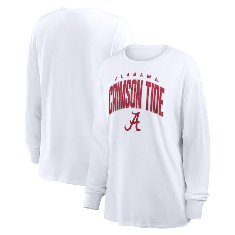 slide 3 of 3, NCAA Alabama Crimson Tide Women's White Long Sleeve T-Shirt - S, 1 ct