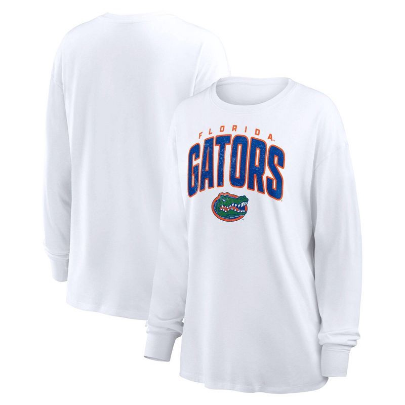 slide 3 of 3, NCAA Florida Gators Women's White Long Sleeve T-Shirt - S, 1 ct