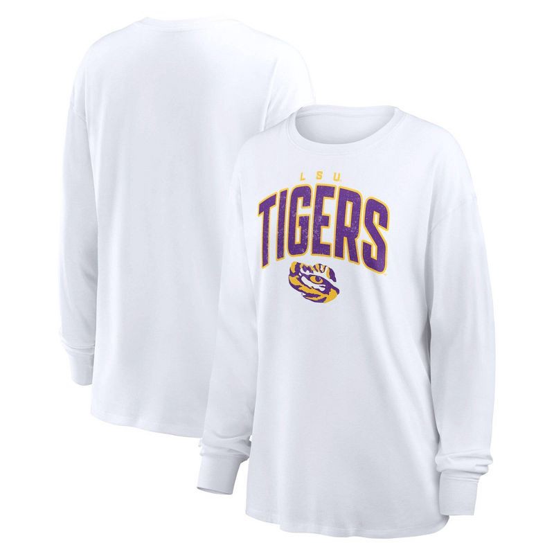 slide 3 of 3, NCAA LSU Tigers Women's White Long Sleeve T-Shirt - M, 1 ct