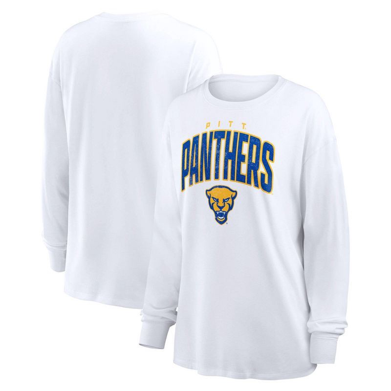 slide 3 of 3, NCAA Pitt Panthers Women's White Long Sleeve T-Shirt - M, 1 ct