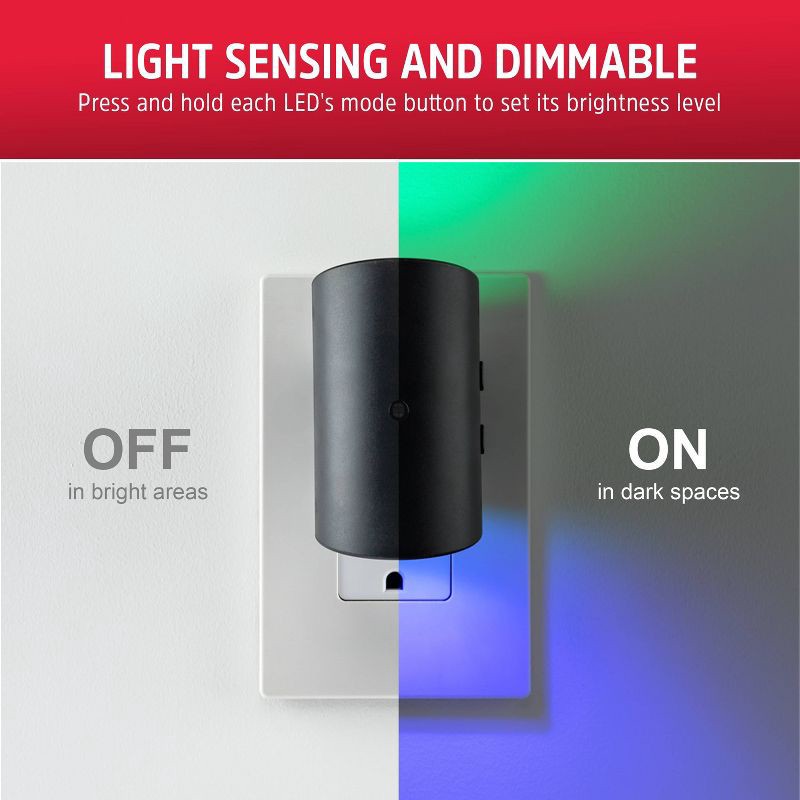 slide 5 of 8, Energizer Swivel Dual Control Sconce Color-Changing Light-Sensing Dimmable Night Light, 1 ct