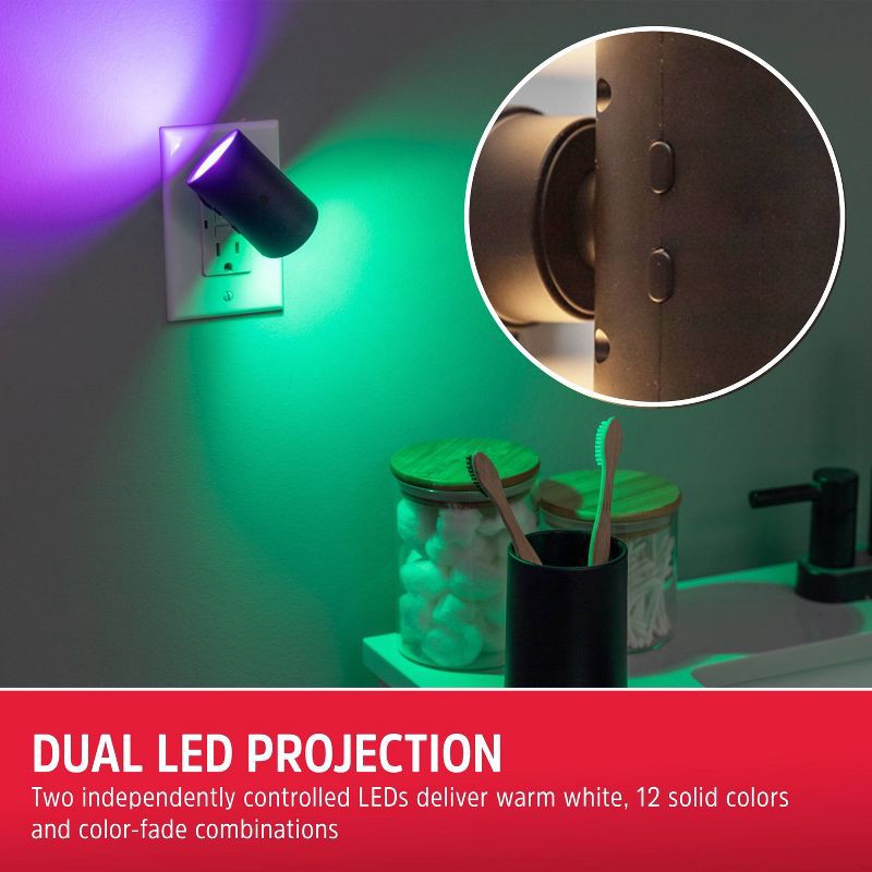 slide 6 of 8, Energizer Swivel Dual Control Sconce Color-Changing Light-Sensing Dimmable Night Light, 1 ct