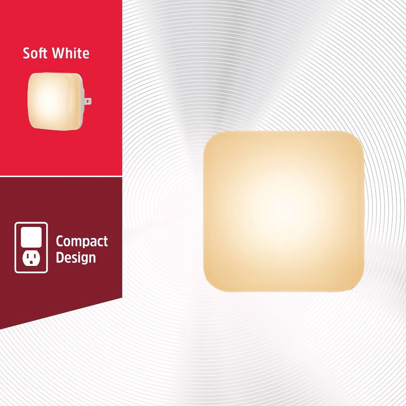 slide 2 of 8, Energizer 4pk Square Glo Dot Light Sensing 3000K Nightlights White, 4 ct