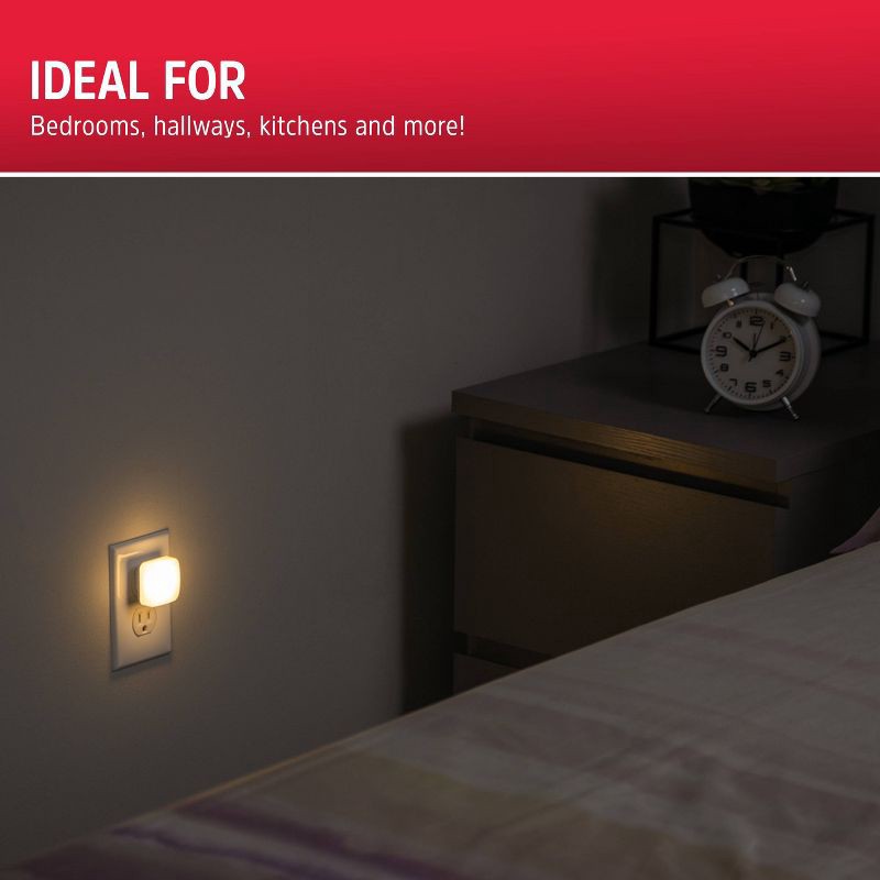 slide 6 of 8, Energizer 4pk Square Glo Dot Light Sensing 3000K Nightlights White, 4 ct