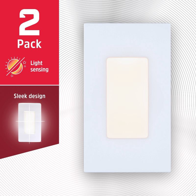 slide 2 of 8, Energizer 2pk Slimline Coverlite Light Sensing LED Nightlights White, 2 ct